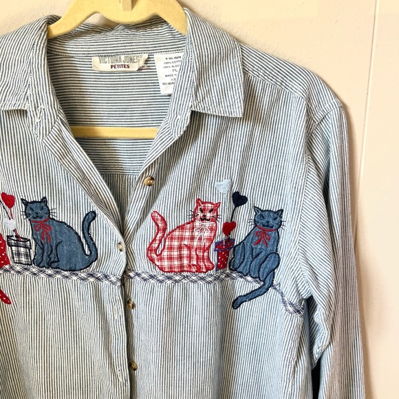 Victoria James blue stripe cat top - Picture 3 of 3